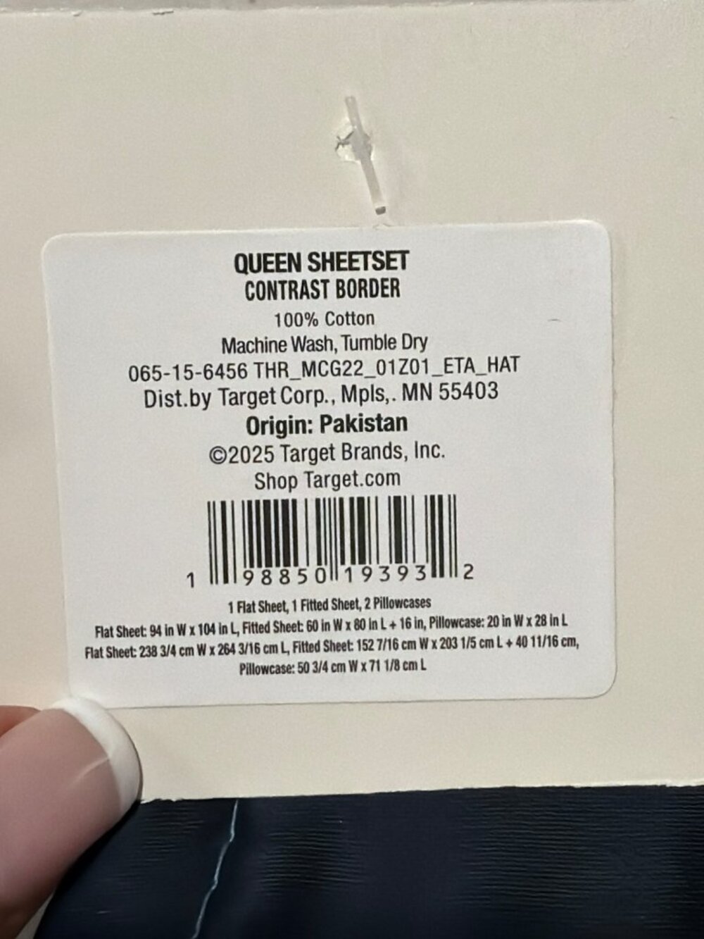 New Threshold Blue Queen Sheet Set Contrast Border 100% Cotton Studio McGee - Picture 3 of 3
